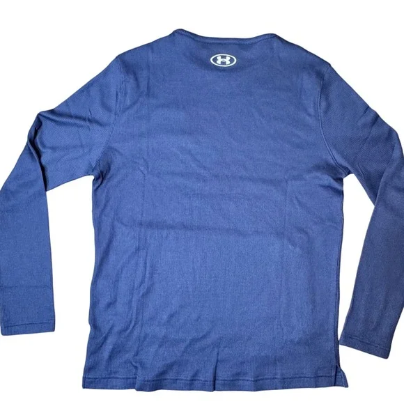 Under Armour NWT Project Rock Mens M Long‎ Sleeve Fitted Thermal Crew Shirt Blue - Picture 2 of 10
